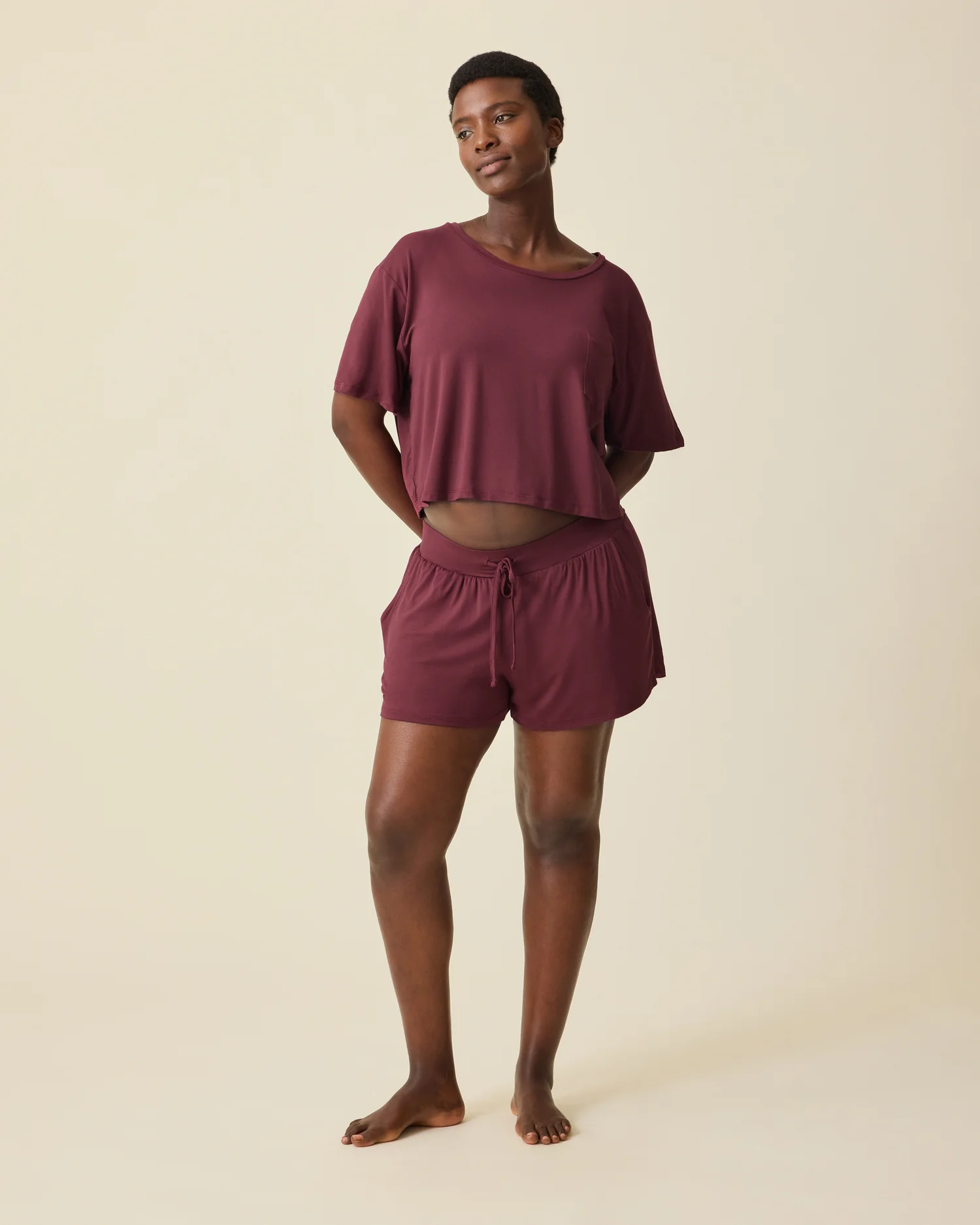 Aria Bamboo Casual Lounge Short | Deep Burgundy