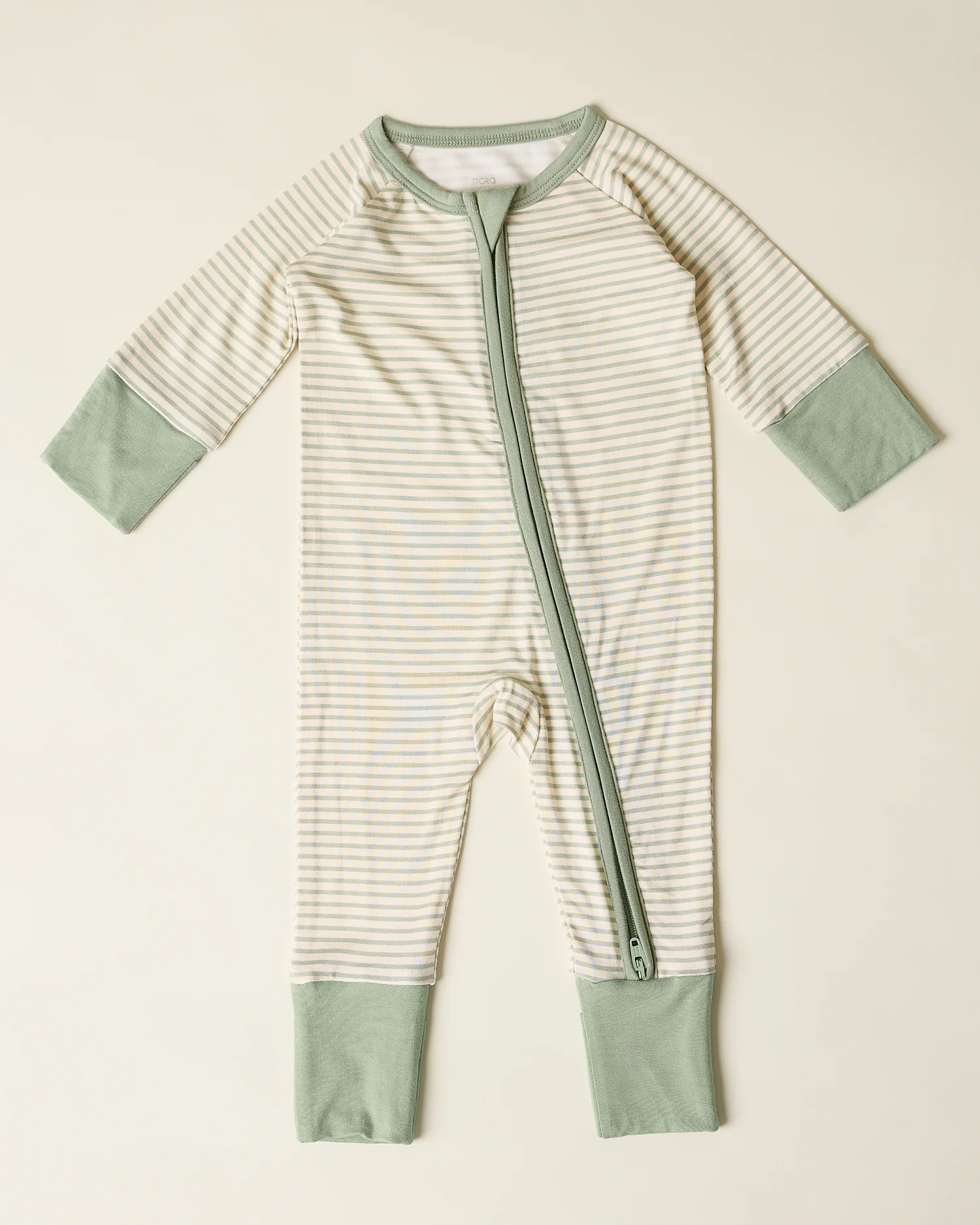 Bamboo Baby Pajama | Sage Candy Stripe