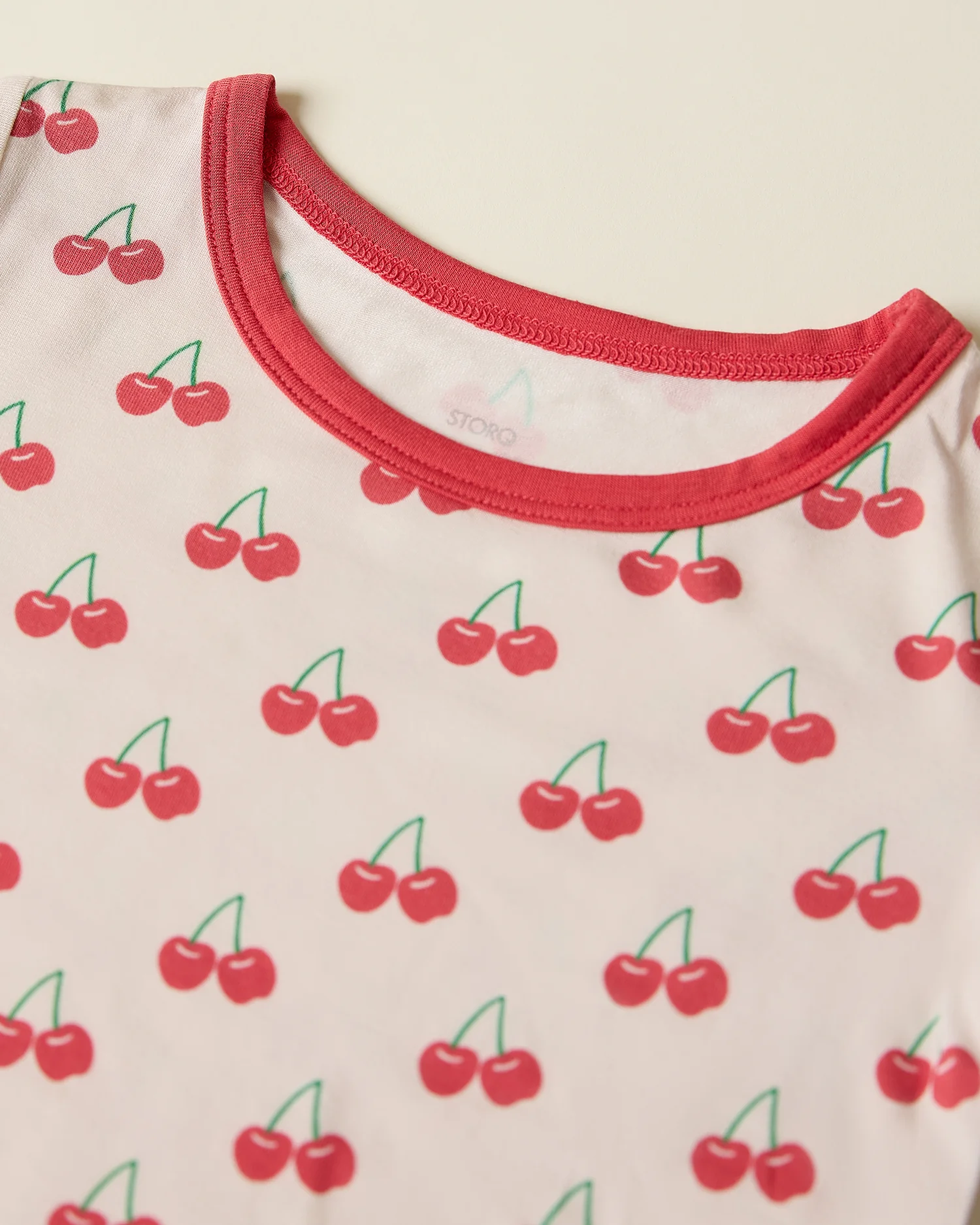 Bamboo Short Sleeve & Shorts Set | Ivory Cherries - Image 2