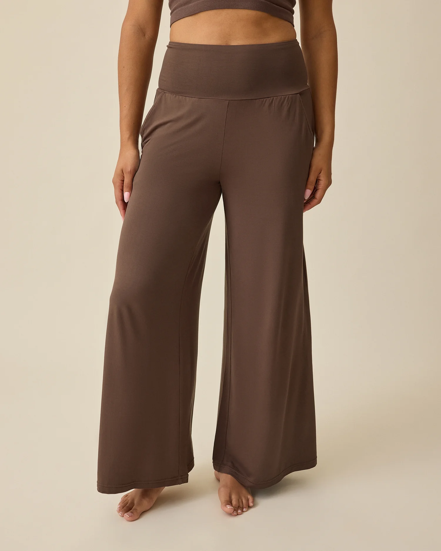 Bamboo Wide Leg Maternity & Postpartum Lounge Pant | Chocolate