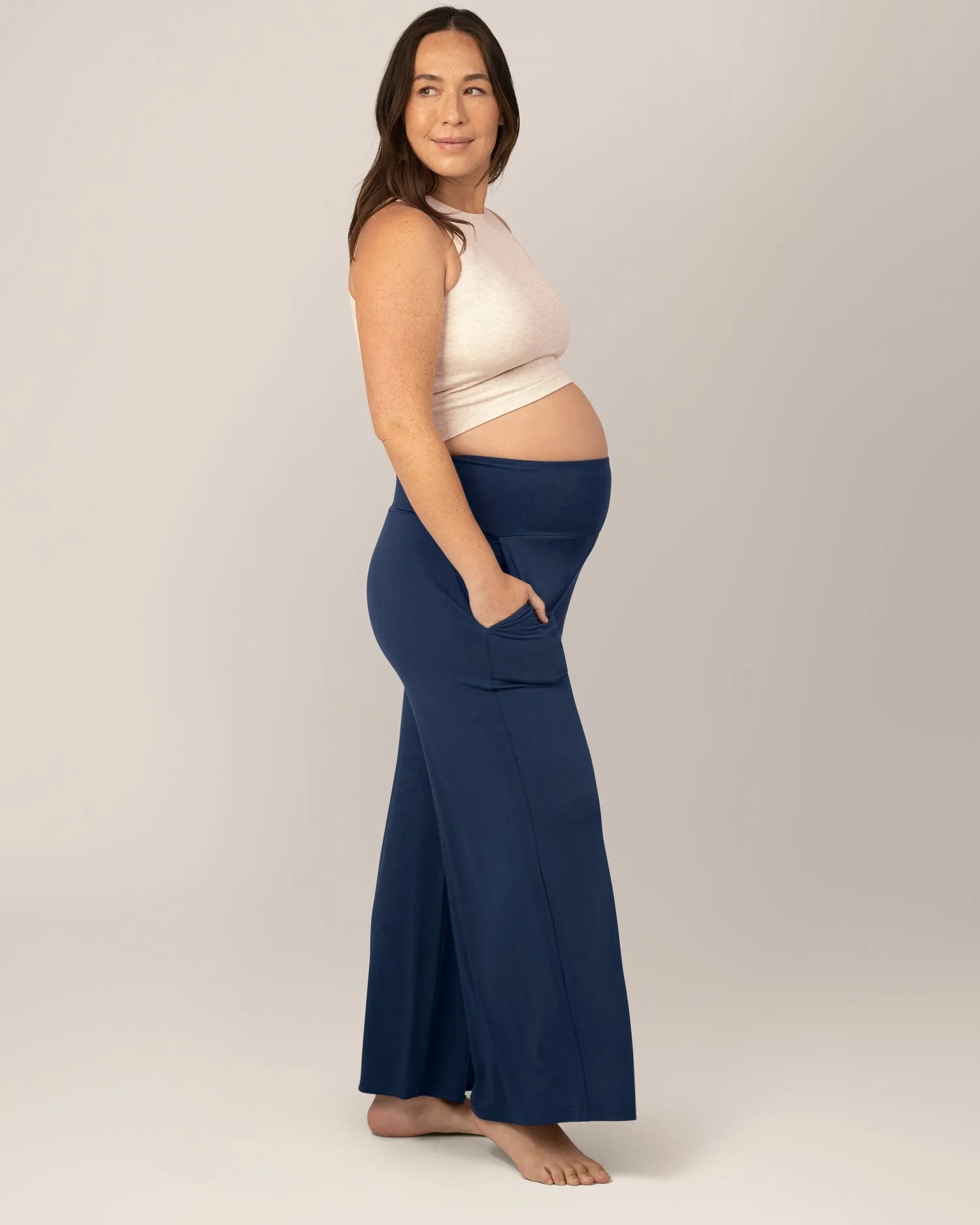 Bamboo Wide Leg Maternity & Postpartum Lounge Pant | Navy