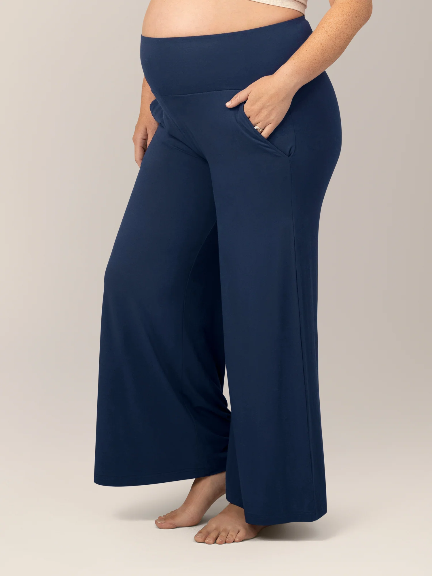 Bamboo Wide Leg Maternity & Postpartum Lounge Pant | Navy - Image 3