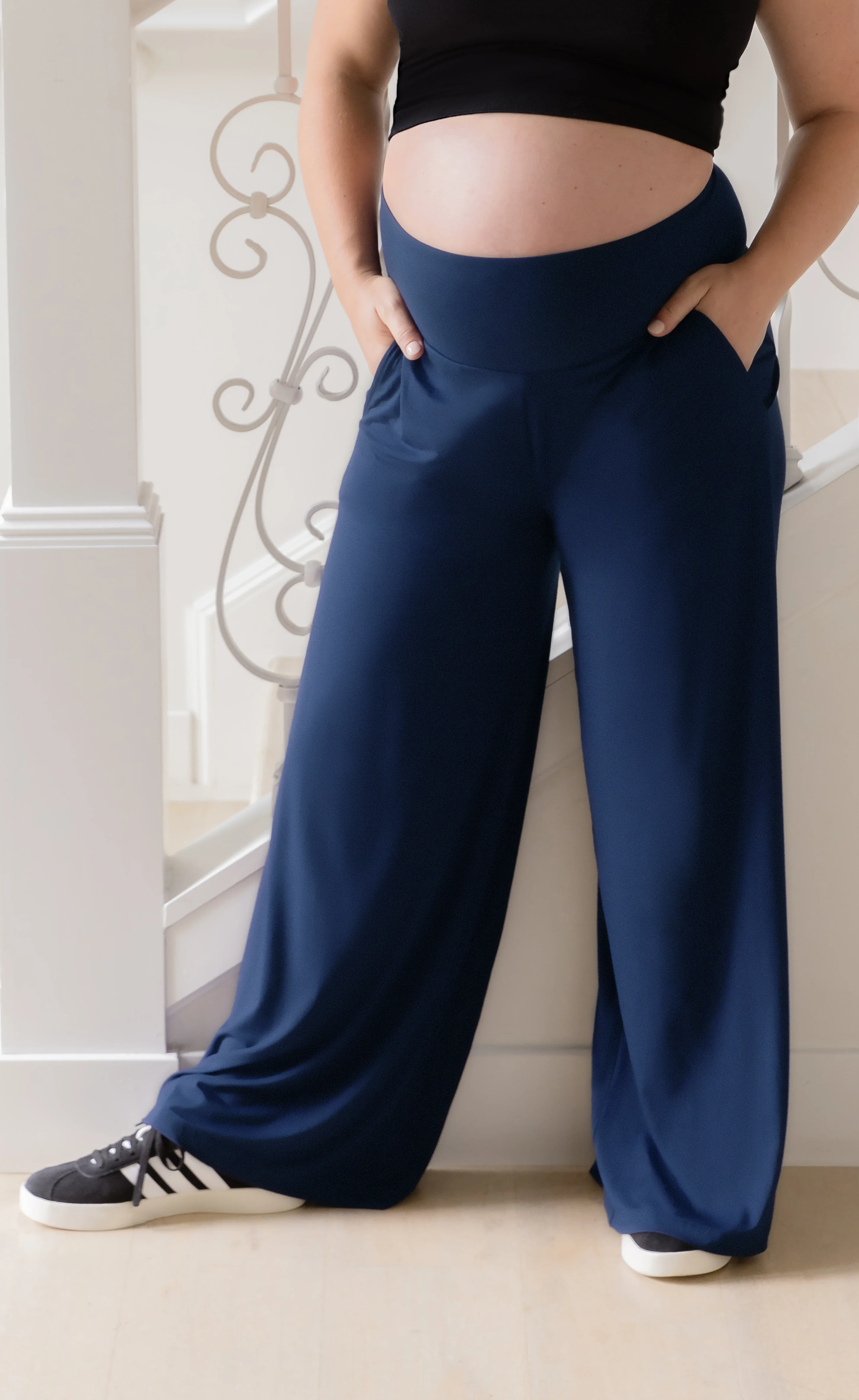 Bamboo Wide Leg Maternity & Postpartum Lounge Pant | Navy - Image 6
