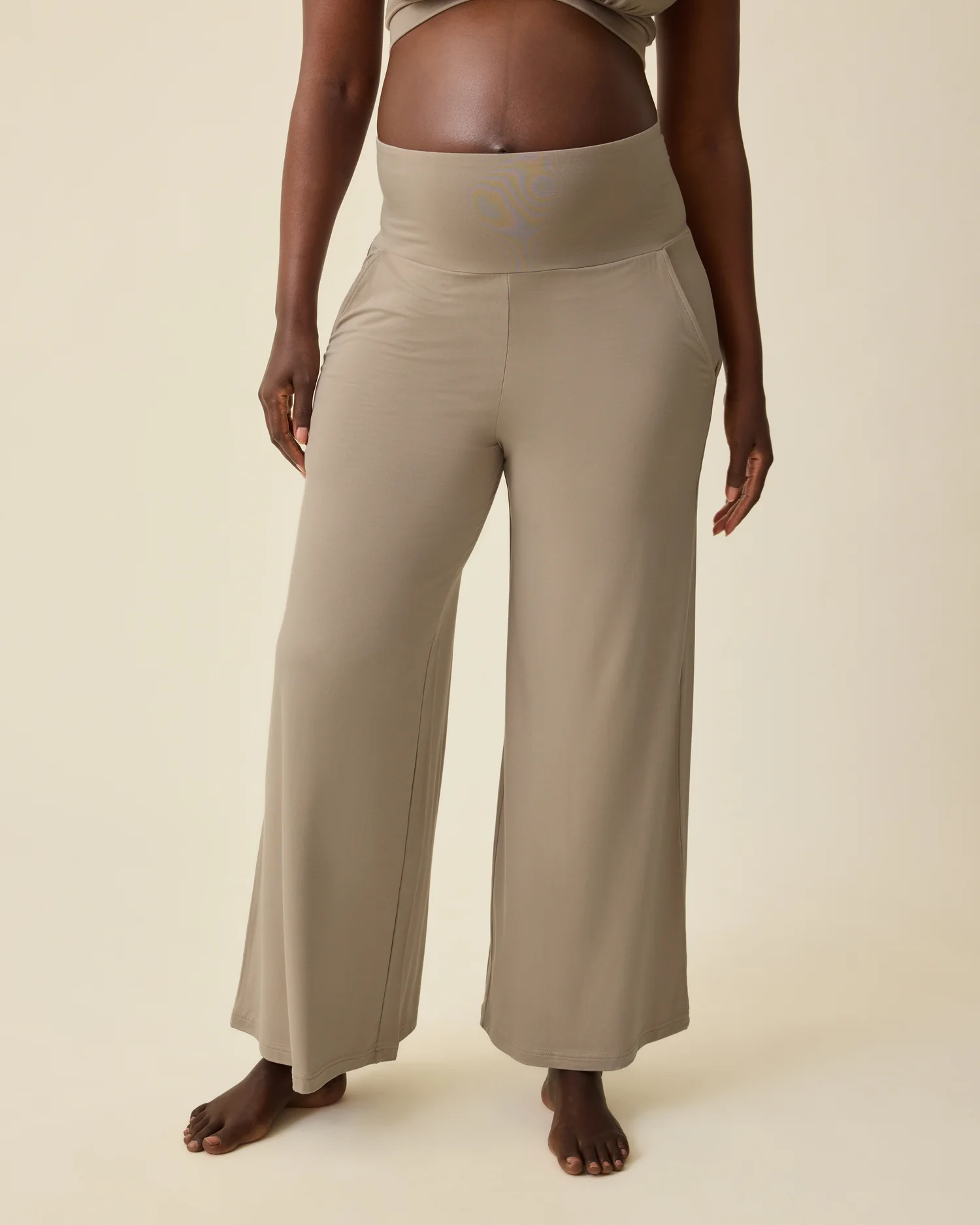 Bamboo Wide Leg Maternity & Postpartum Lounge Pant | Sandstone - Image 2