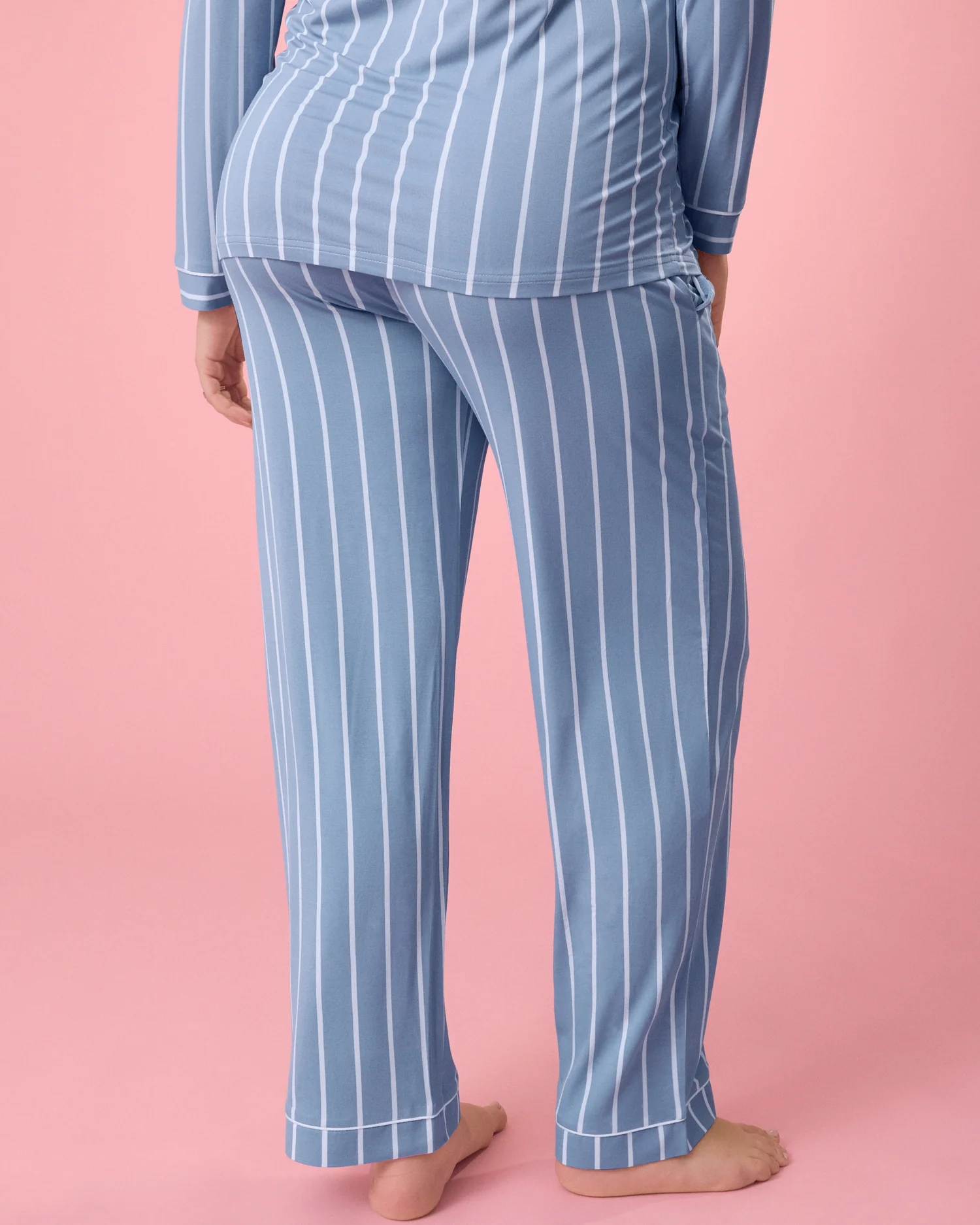 Clea Bamboo Long Sleeve Pajama Set | Vintage Blue Stripe - Image 5
