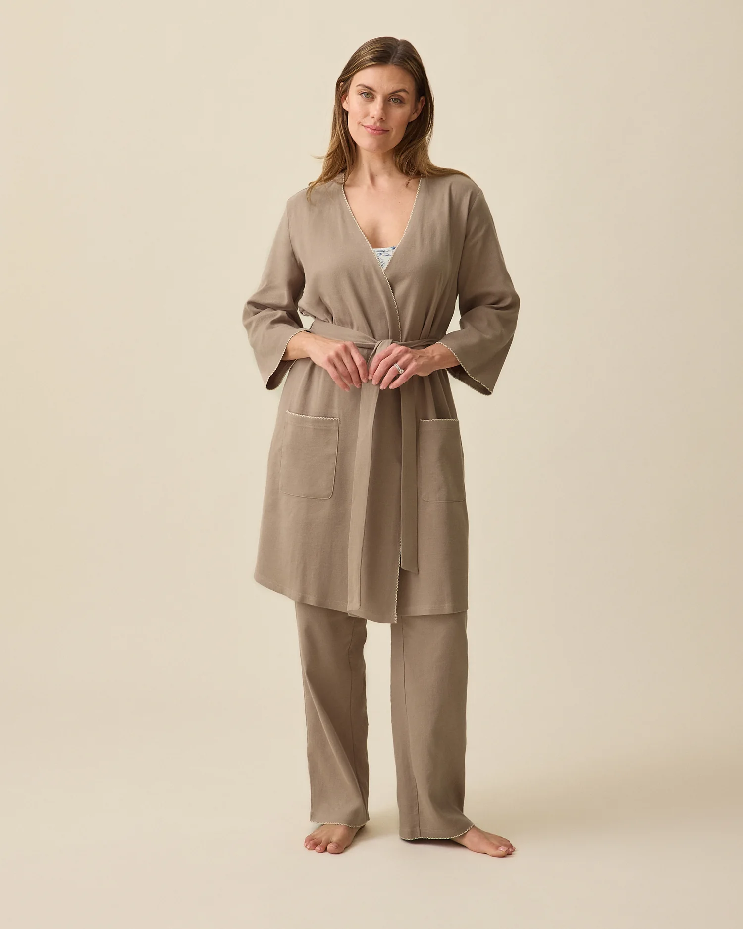 Cotton Bamboo Robe | Taupe