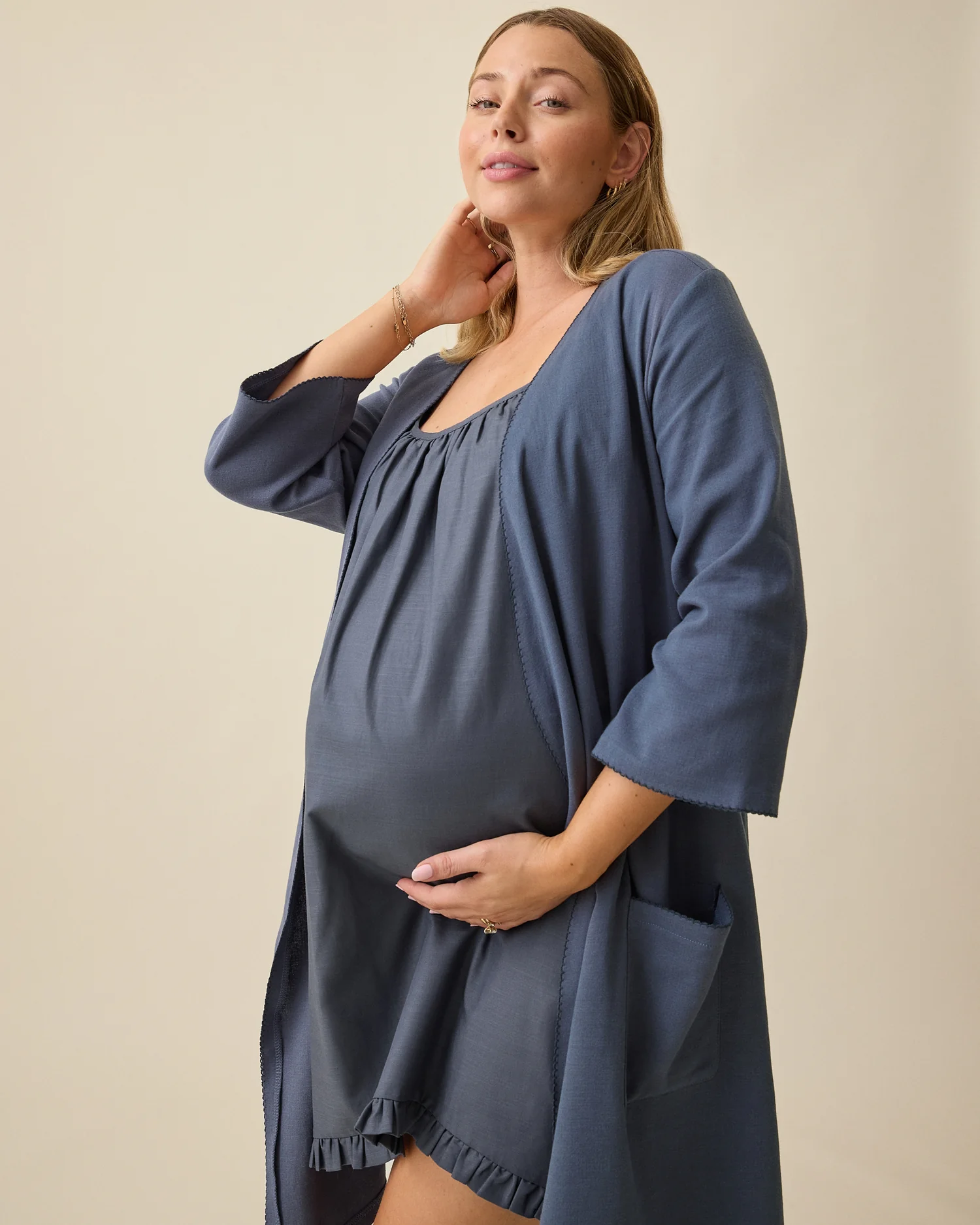 Cotton Bamboo Robe | Midnight Blue - Image 2