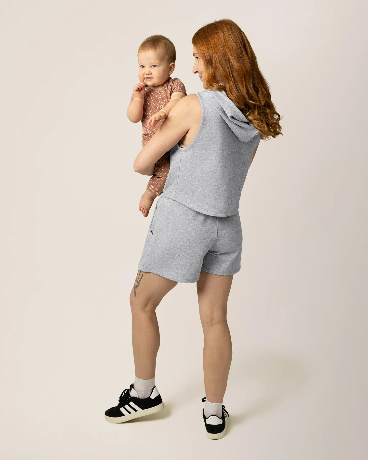 French Terry Sleeveless Nursing Hoodie | Grey Heather - Image 7