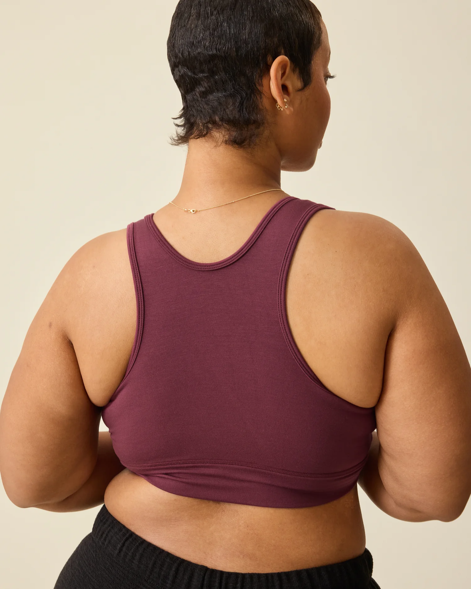 French Terry Racerback Nursing & Sleep Bra | Deep Burgundy - Image 4
