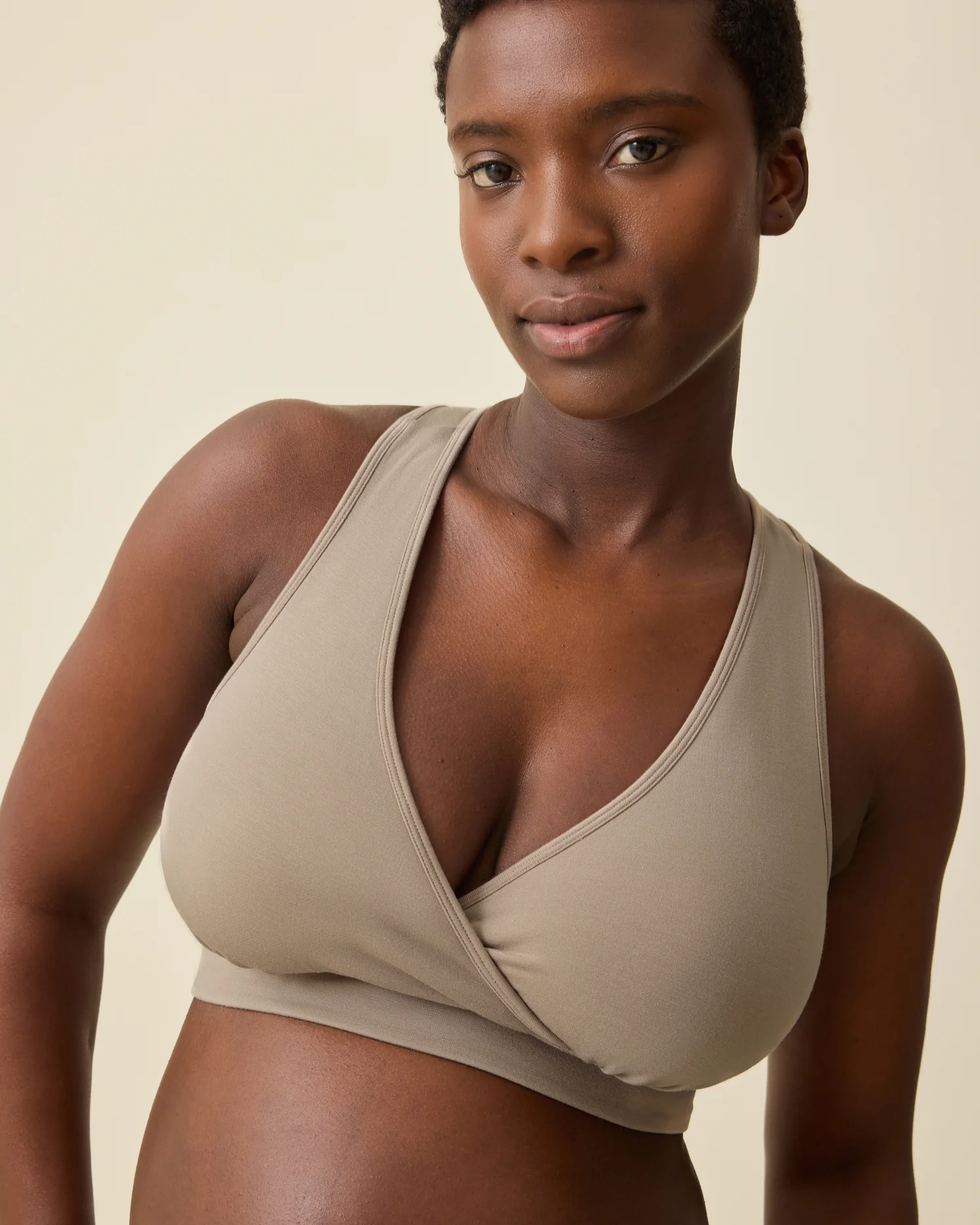 French Terry Racerback Nursing & Sleep Bra | Sandstone