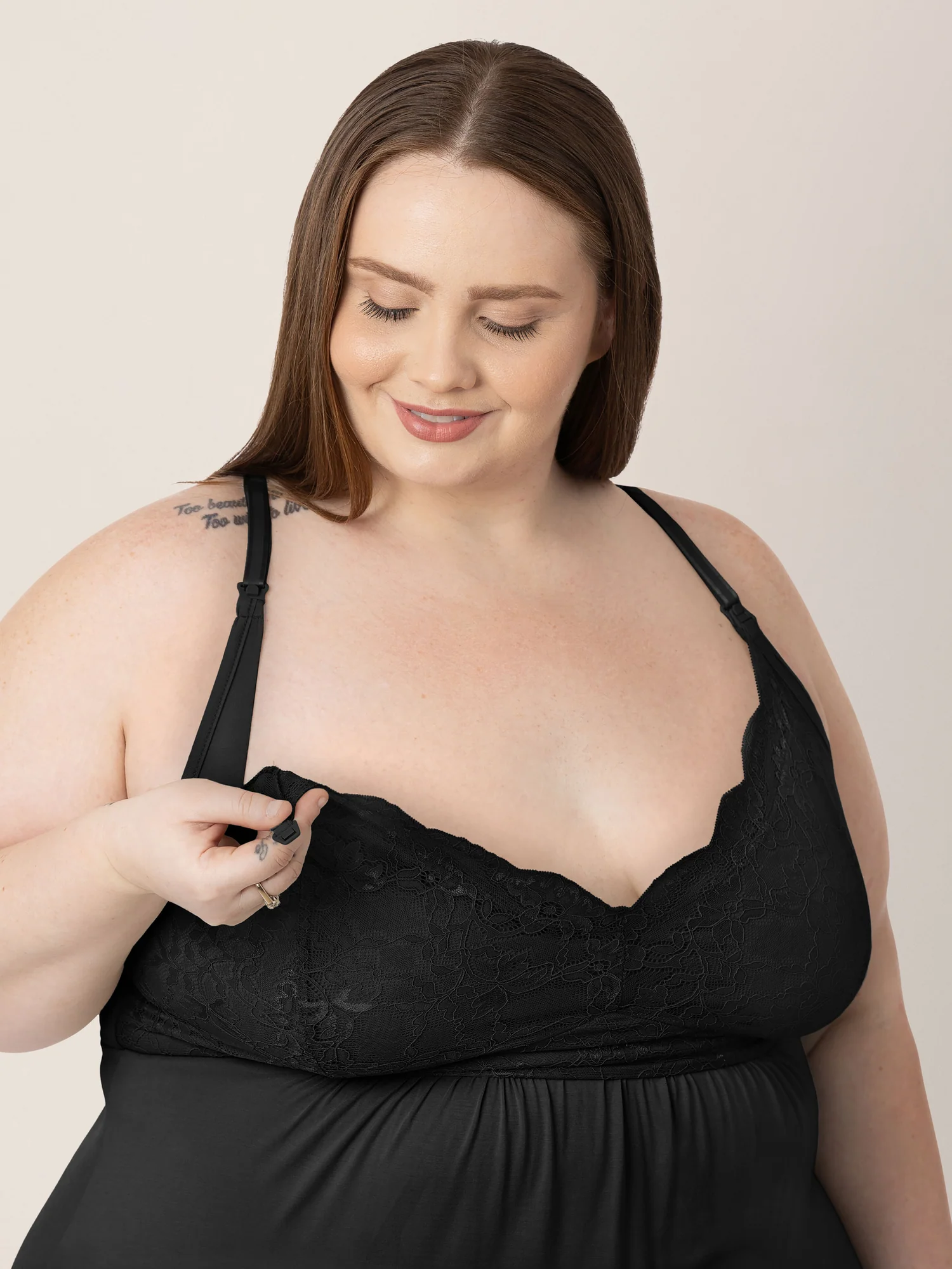 Lucille Maternity & Nursing Nightgown | Black - Image 3