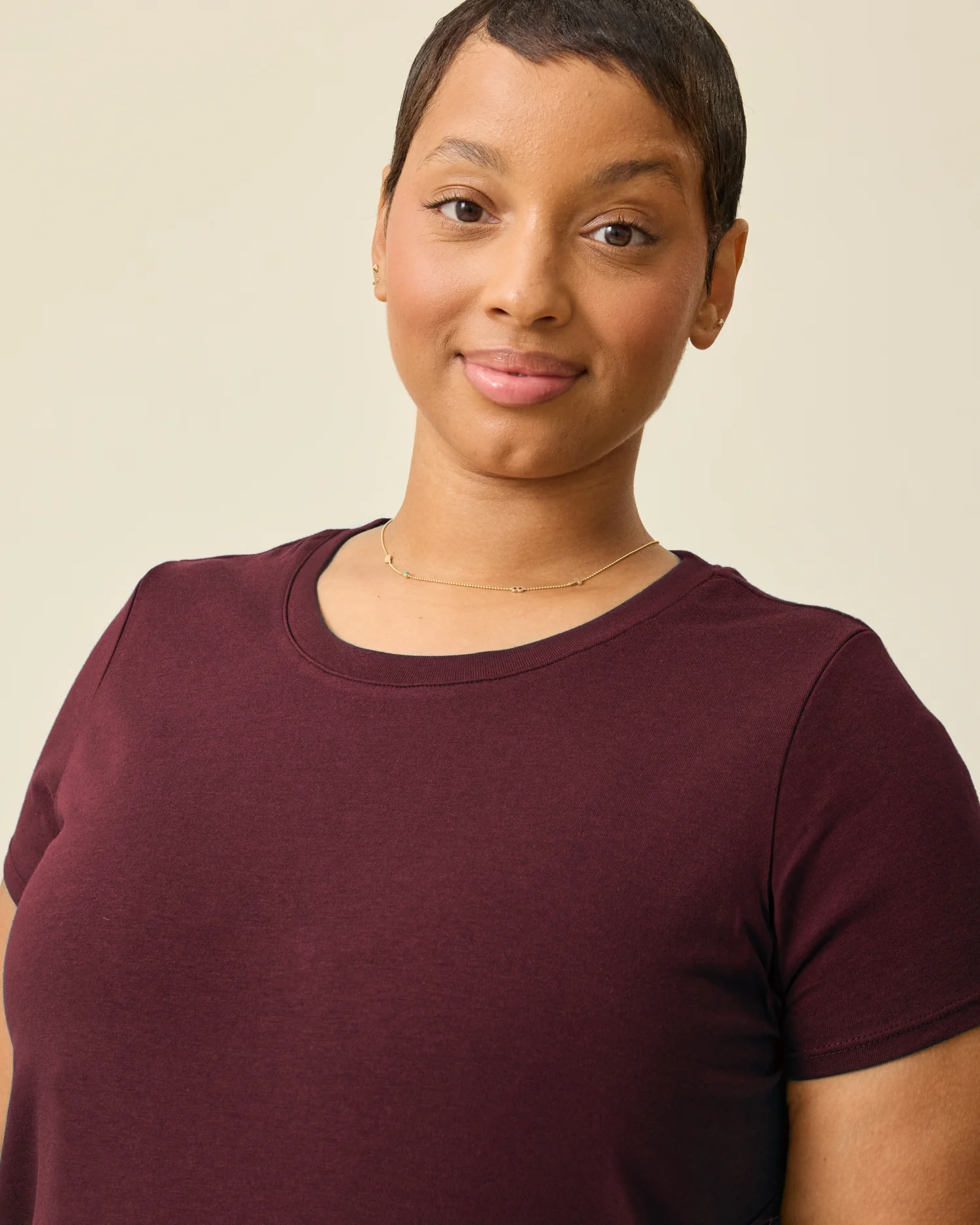 Modal Crew Neck Nursing T-shirt | Deep Burgundy - Image 3
