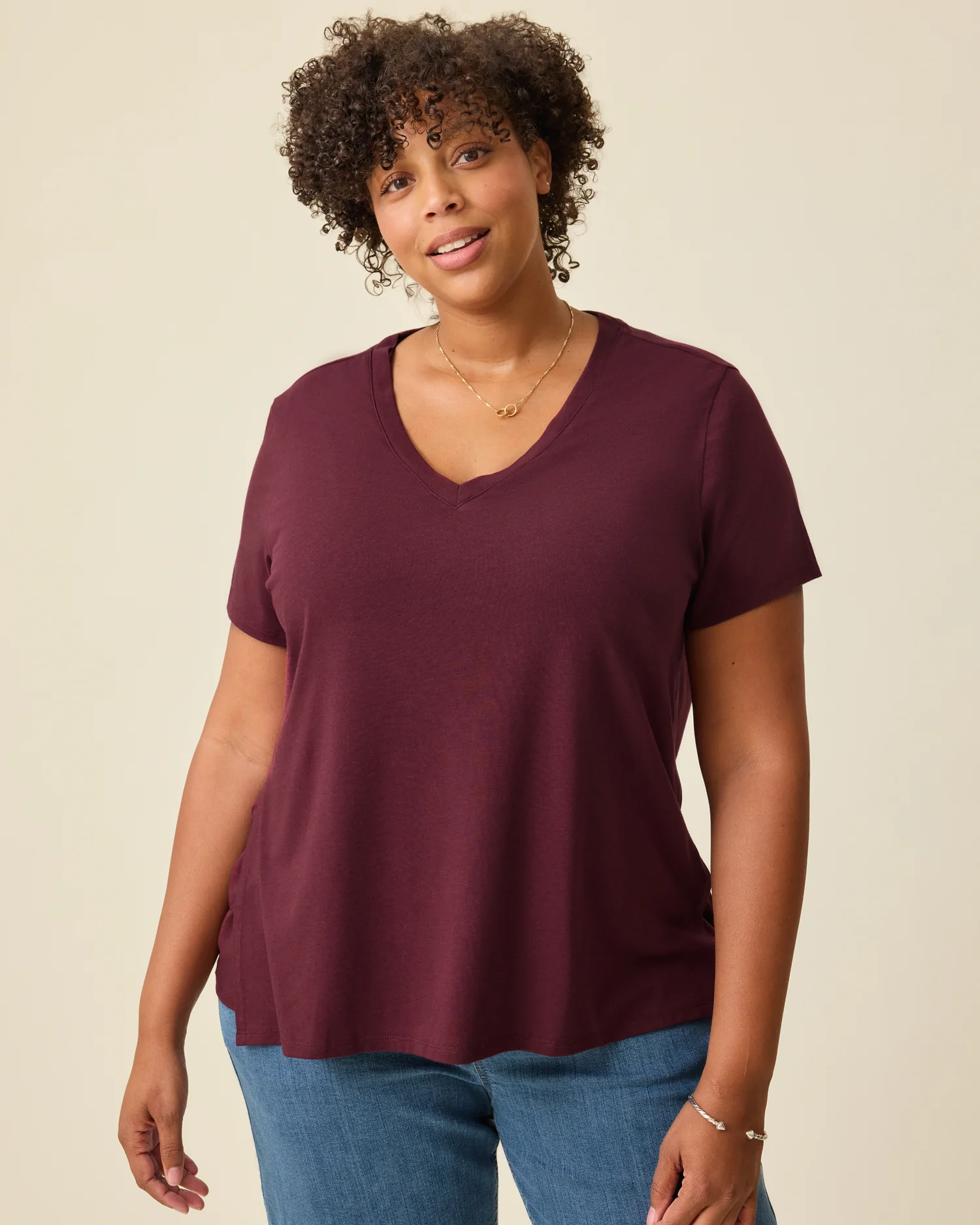 Modal V-neck Nursing T-shirt | Deep Burgundy