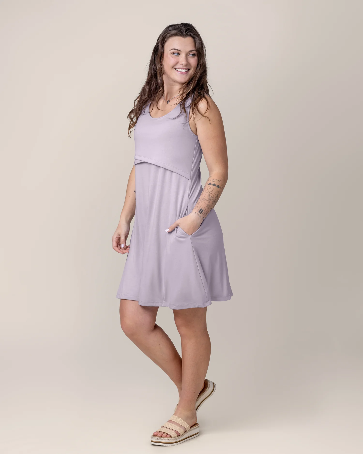 Penelope Crossover Nursing Dress | Lavender Mist - Image 3