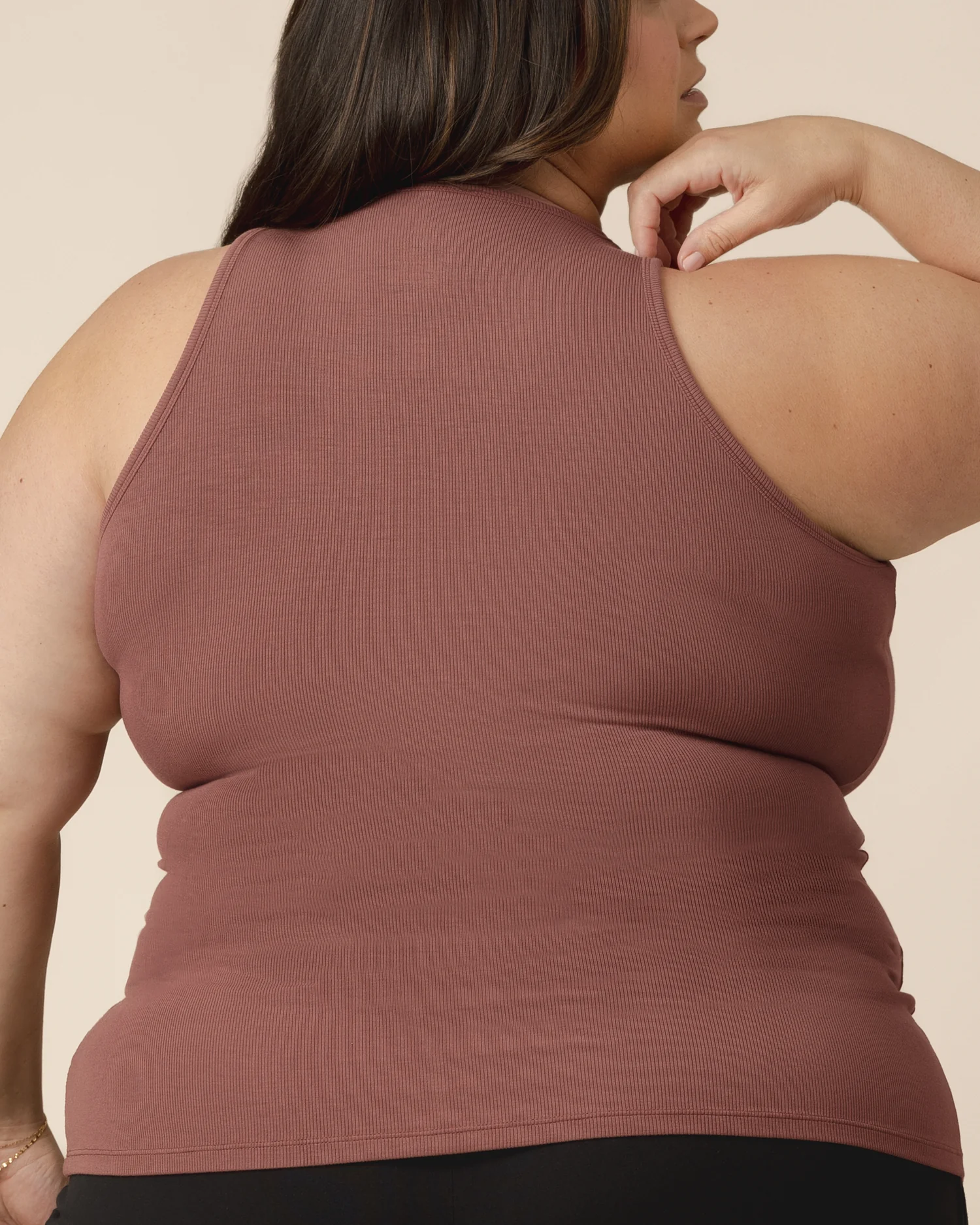 Ribbed Bamboo Racerback Nursing Tank | Redwood - Image 2