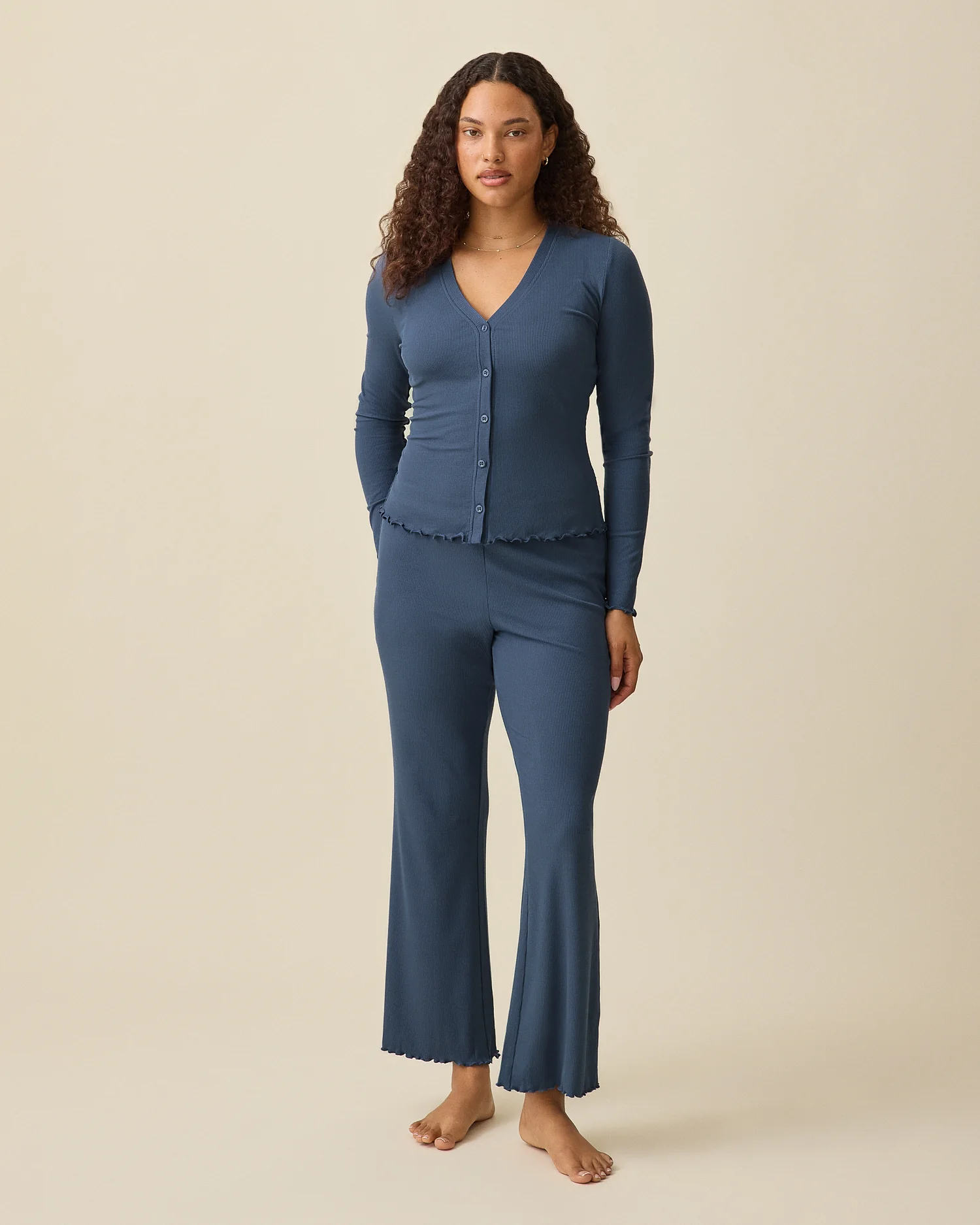Ribbed Modal Nursing Lounge Set | Light Navy - Image 2