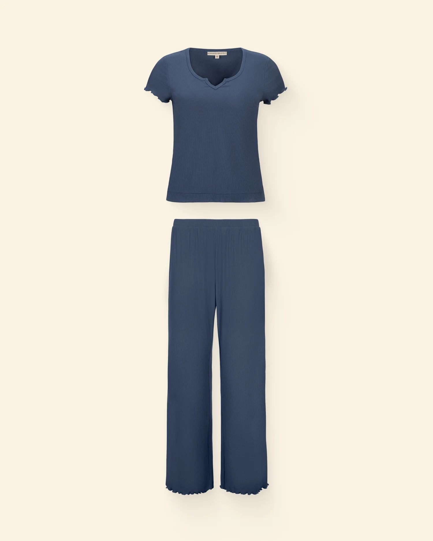 Ribbed Modal Two-Piece Nursing Lounge Set | Light Navy