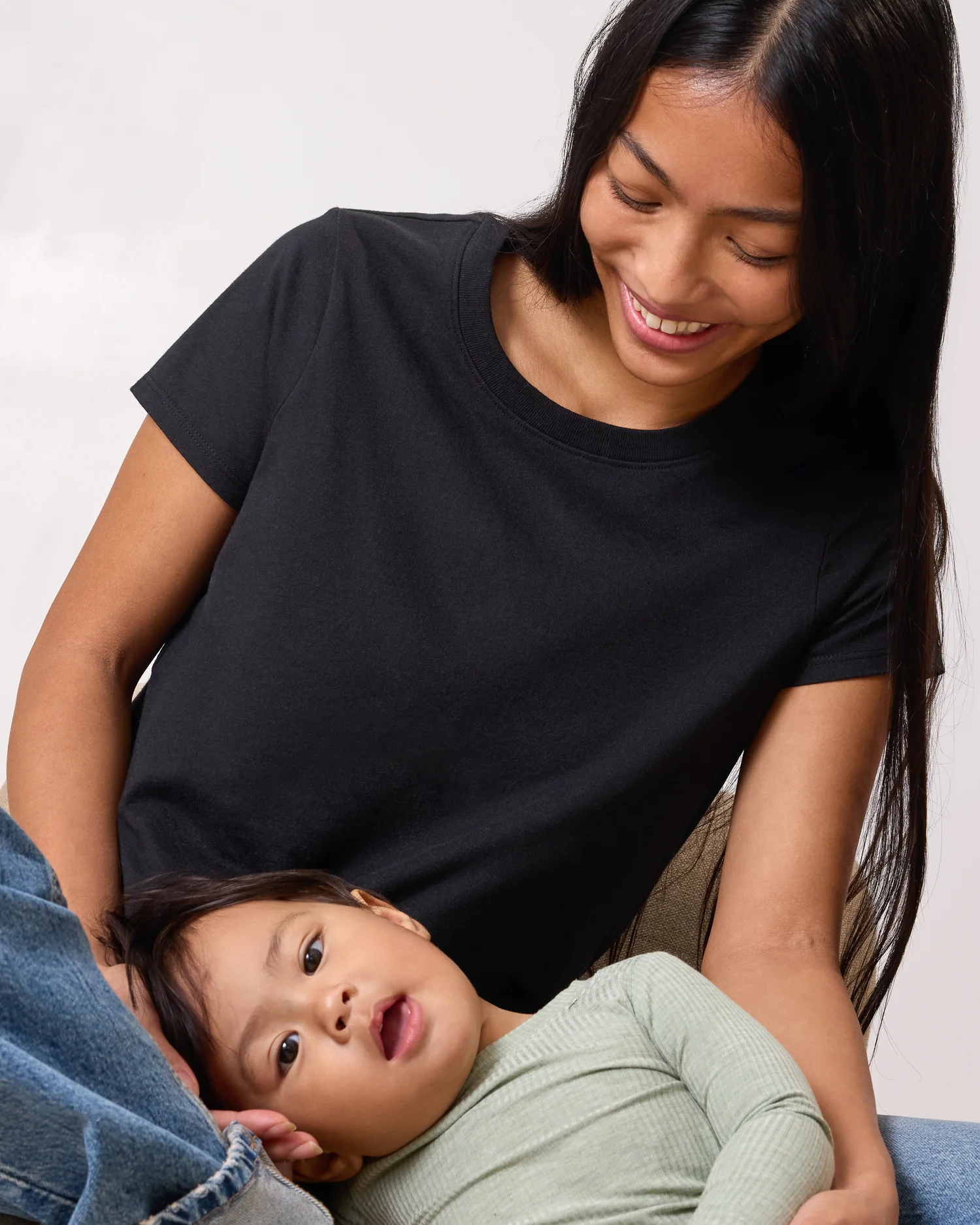 Cotton Crew Neck Nursing T-shirt | Black - Image 5