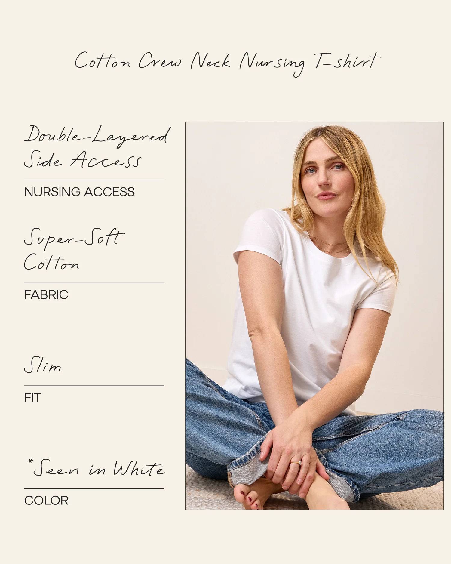 Cotton Crew Neck Nursing T-shirt | Black - Image 7