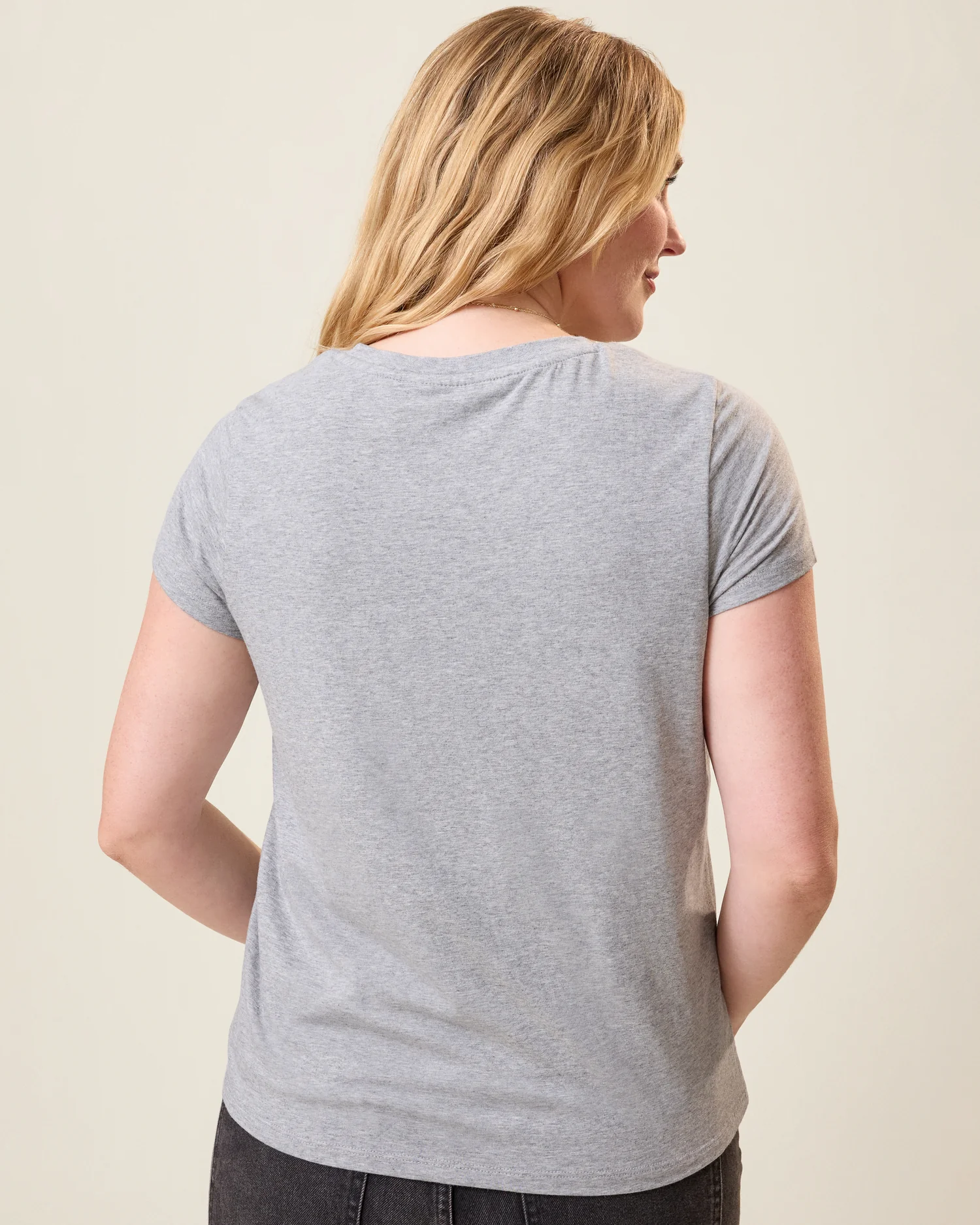 Modal Crew Neck Nursing T-shirt | Grey Heather - Image 5