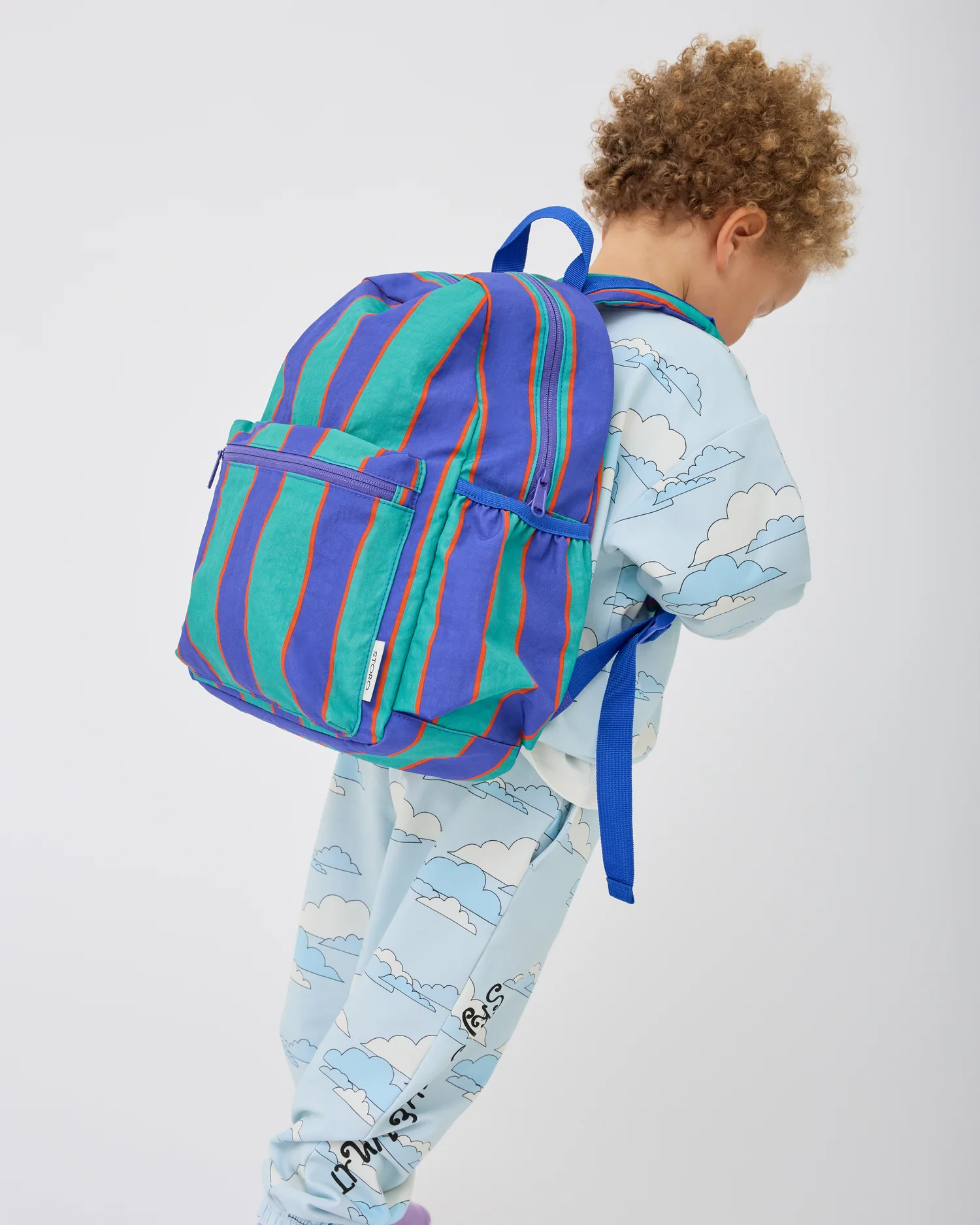 Cool Kid Backpack | Navy & Green Stripe - Image 2