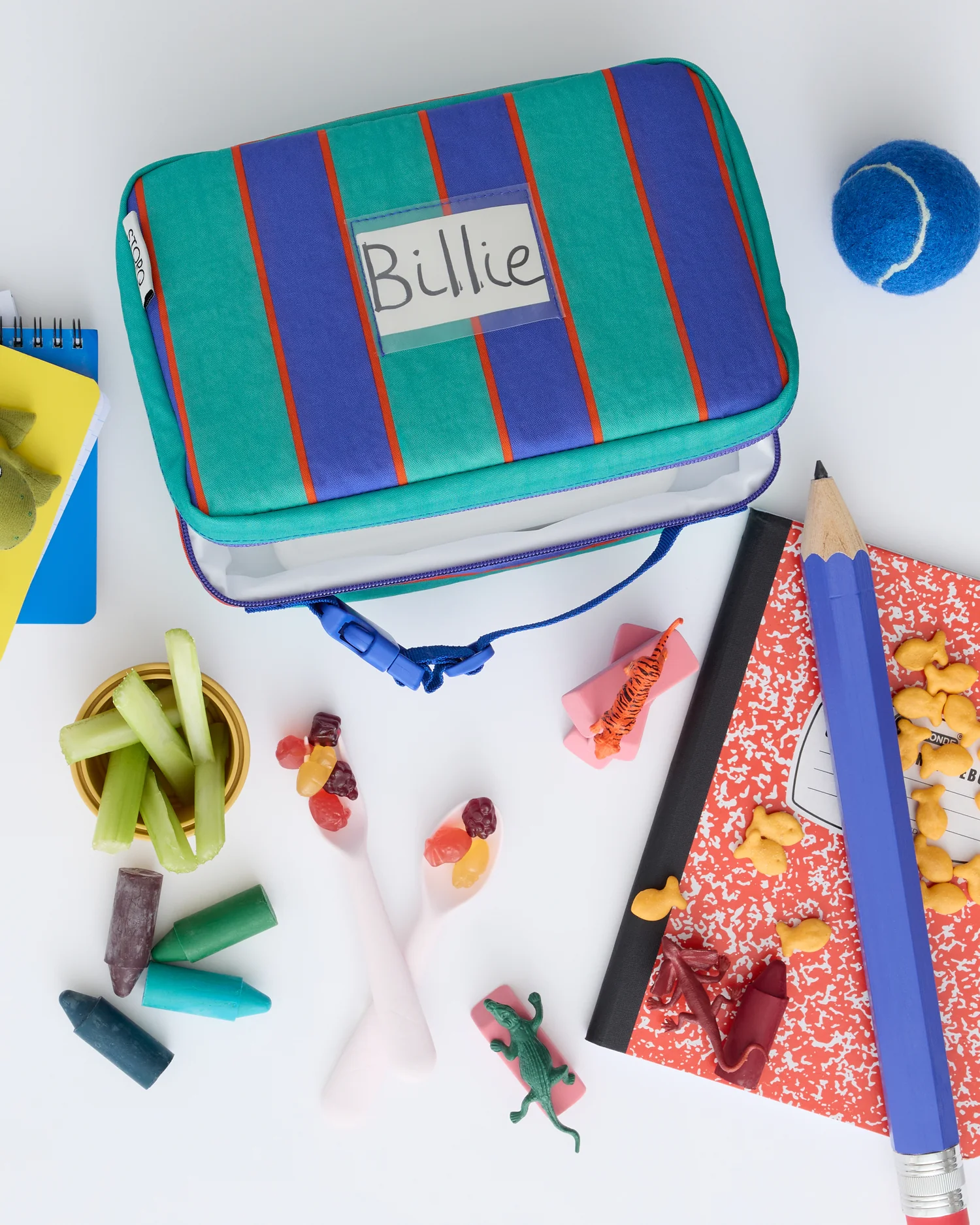 Cool Kid Lunch Box | Navy & Green Stripe - Image 6