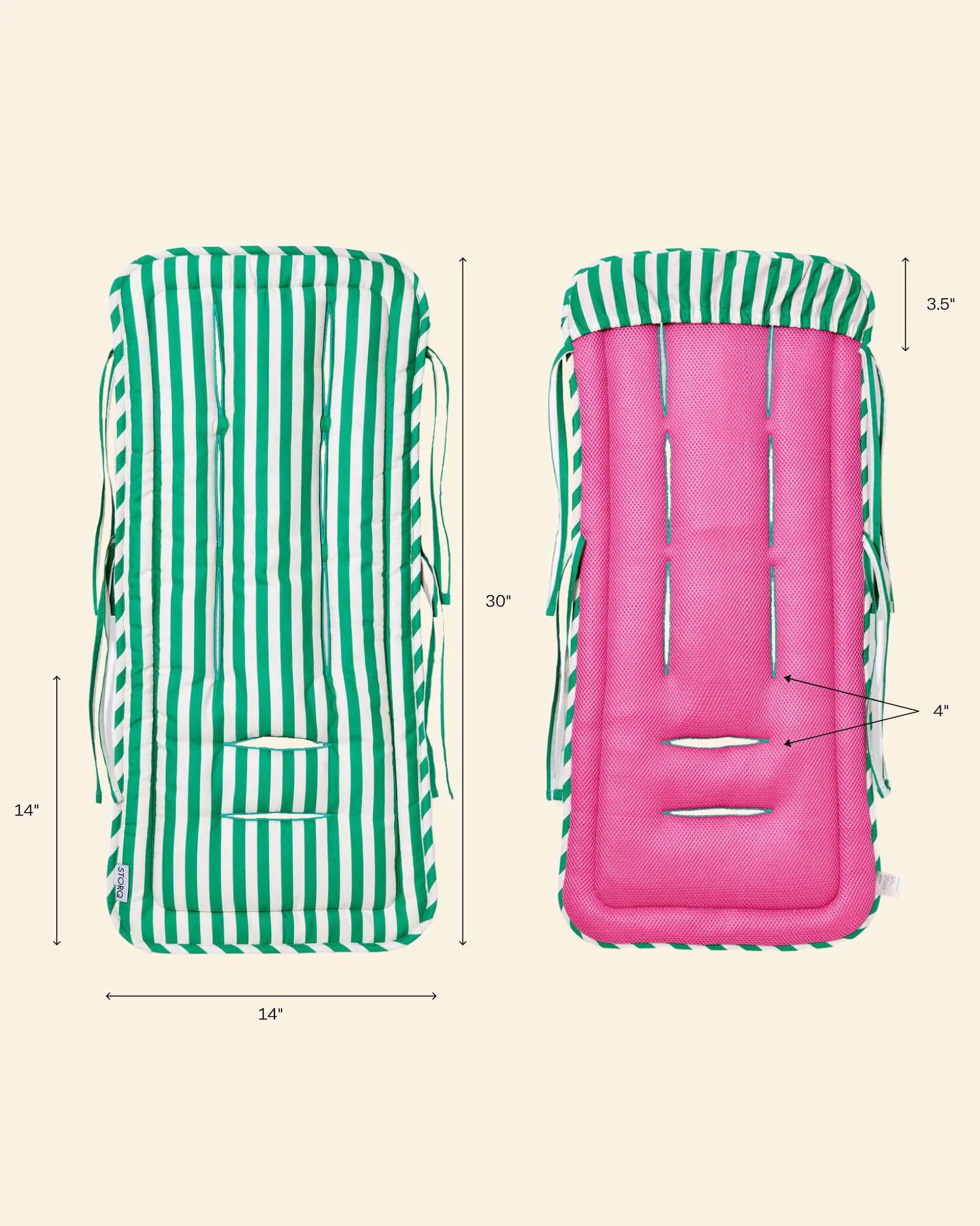 Stroller Party™ Seat Liner | Green Stripe - Image 7