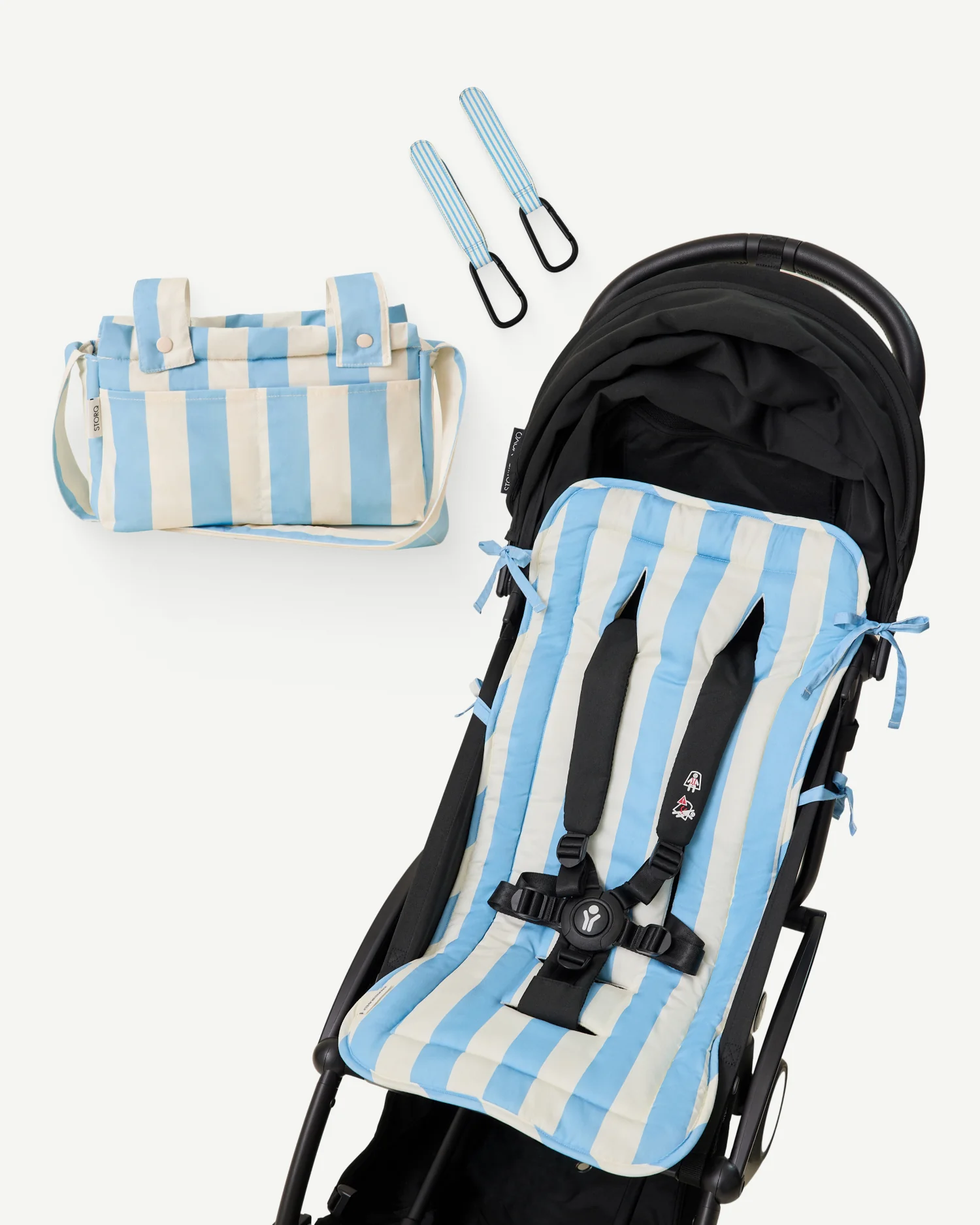 Stroller Party™ Set | Blue Wide Stripe