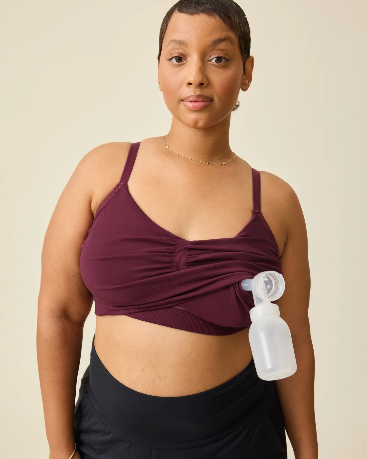 Sublime® Bamboo Hands-Free Pumping Lounge & Sleep Bra | Deep Burgundy - Image 2