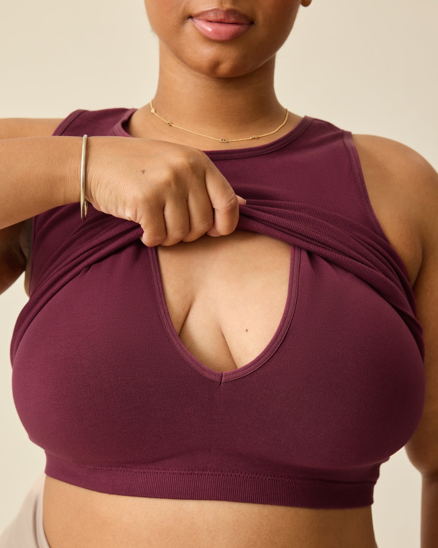 Sublime® Bamboo Maternity & Nursing Longline Bra Top | Deep Burgundy - Image 2