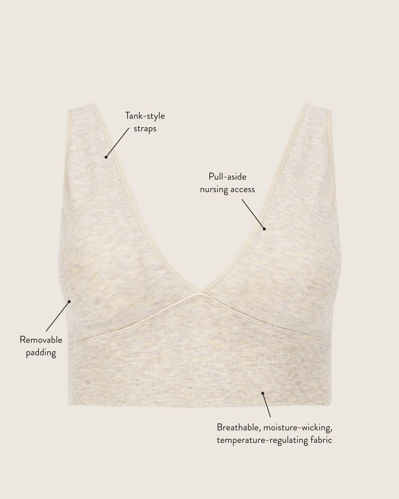 Sublime® Bamboo Maternity & Nursing Plunge Bra | Oatmeal Heather - Image 8