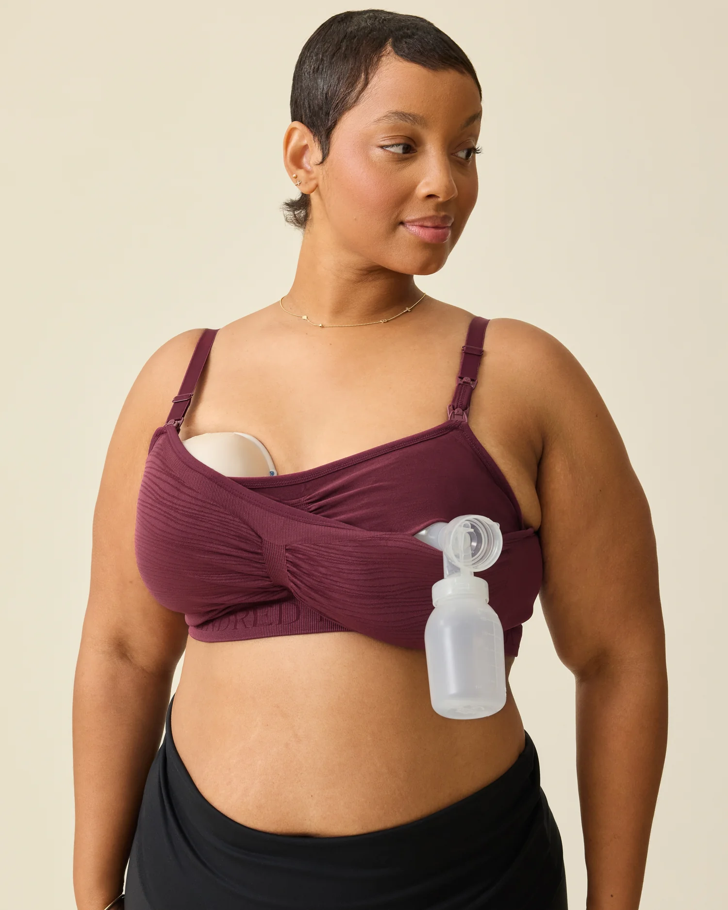 Sublime® Hands-Free Pumping & Nursing Bra | Deep Burgundy - Image 2