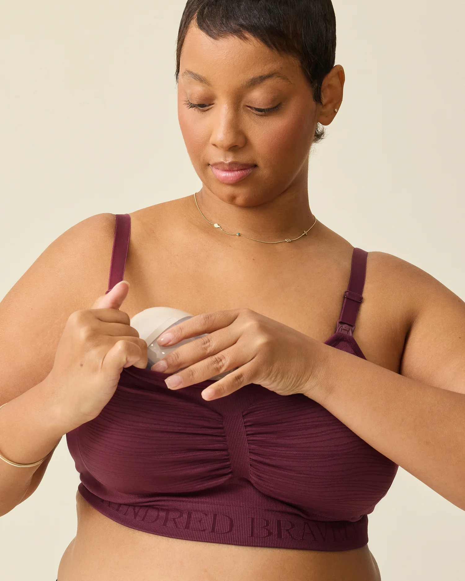 Sublime® Hands-Free Pumping & Nursing Bra | Deep Burgundy - Image 6