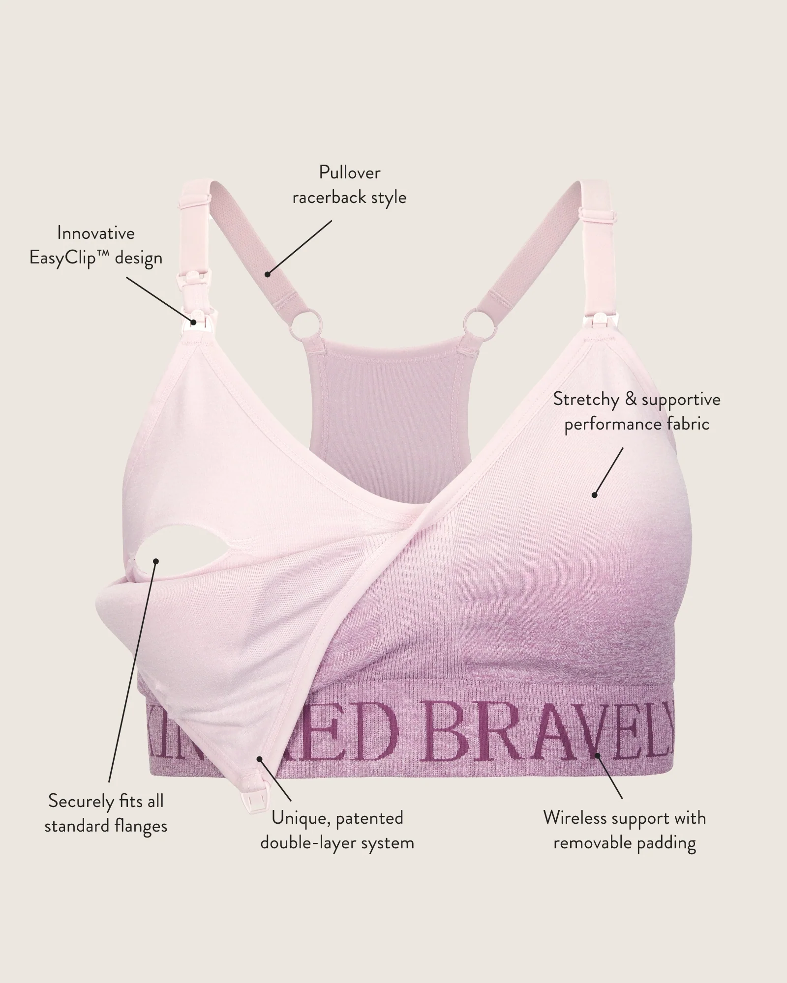Sublime® Low Impact Pumping & Nursing Sports Bra | Ombre Purple - Image 6